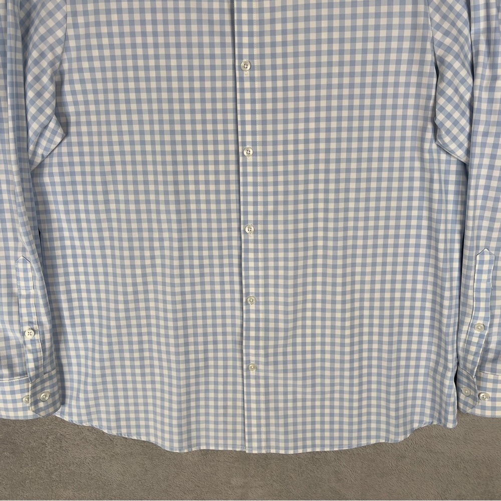Mizzen+Main Leeward Button Up Shirt‎ Men's 2XL Trim Fit Light Blue Gingham Check - Picture 3 of 11